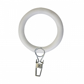 С-24 4011 Кольцо шторное пластик с зажимом металл h-80мм (кольцо d-38/52мм) для карнизов, белый