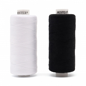 Набор швейных ниток 40/2 'Черный, белый', намотка 365 м (400 ярд), 10 шт/упак, Bestex