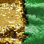 AR1020 Ткань с двухсторонними пайетками, зеленый/золото, 65*50см, Astra&Craft