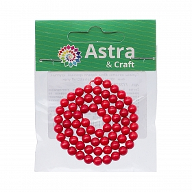 Бусины на нитке 40см, Коралл красный, круглые, 6мм, 65(+/-3) шт., Astra&Craft