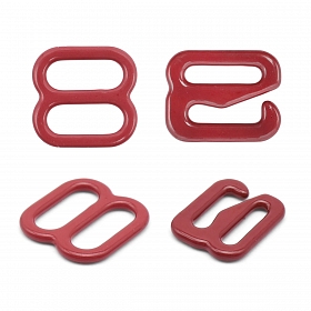 Крючки и регуляторы для бретелей бюстгальтера 8 мм, металл/эмаль, 18 шт/упак, цвет темно-красный