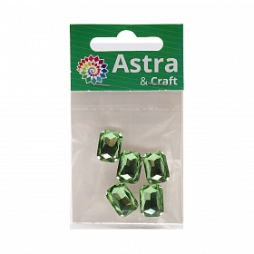 ПЦ006НН1014 Хрустальные стразы в цапах прямоугольные (серебро) светло-зеленый 10*14мм, 5шт/упак Astra&Craft