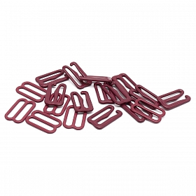 Крючки и регуляторы для бретелей бюстгальтера 15 мм, металл/эмаль, 18 шт/упак, цвет темно-красный