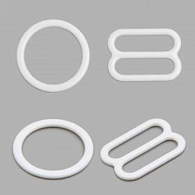 Кольца и регуляторы для бретелей бюстгальтера 12 мм, металл/эмаль, 20 шт/упак, цвет белый