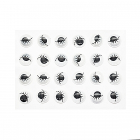 Глазки бегающие овальные на клеевой с ресничками 15мм, 24шт/упак, ч/б, Astra&Craft