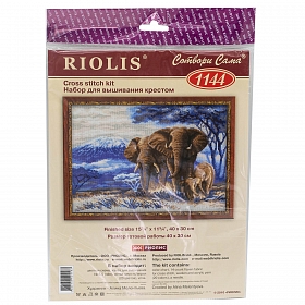 1144 Набор для вышивания Риолис 'Слоны в саванне', 40*30 см