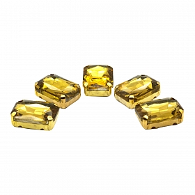 ПЦ002НН1014 Хрустальные стразы в цапах прямоугольные (золото) желтый 10*14мм, 5шт/упак Astra&Craft