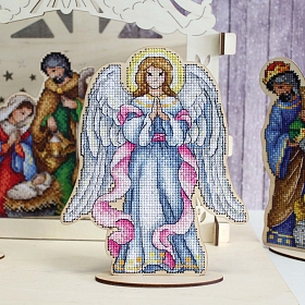 О-027 Набор для вышивания на деревянной основе 'Рождественский ангел' 15*18 см