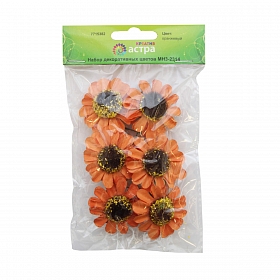 MH3-2314 Набор декоративных цветов, цв. оранжевый D=4*2см, 6шт, Astra&Craft