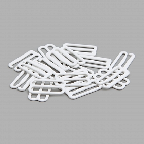 Крючки и регуляторы для бретелей бюстгальтера 20 мм, металл/эмаль, 18 шт/упак, цвет белый