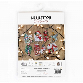 L8002 Набор для вышивания LetiStitch 'Набор рождественских игрушек № 2' 9*8см, 8 шт.