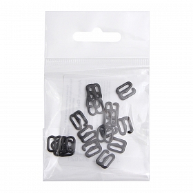 Крючки и регуляторы для бретелей бюстгальтера 8 мм, металл/эмаль, 18 шт/упак, цвет черный