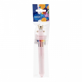 74901 Ручка шариковая автоматическая Мишка розовый, 10-цветная