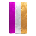 Бумага креповая упаковочная металлик, 50*200 см, 3 цвета 'Золото-серебро-фуксия', Astra&Craft