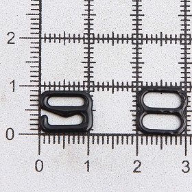 Крючки и регуляторы для бретелей бюстгальтера 8 мм, металл/эмаль, 18 шт/упак, цвет черный