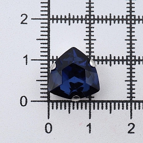 ТЦ023НН12 Хрустальные стразы в цапах треугольные (серебро) полуночный синий 12мм, 3шт/упак Astra&Craft