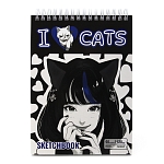 74015 Скетчбук Аниме I love cats, формат А5, 60 листов, мелованный картон, размер 201х147
