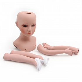27025 НАБОР №2 'Дама' Фарфоровая заготовка для изготовления куклы: руки,ноги,голова гл.-голуб.