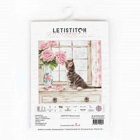 Leti977 Набор для вышивания LetiStitch 'Котенок и цветы' 30*30см