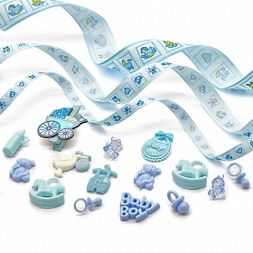 29507 Набор декоративных элементов 'Малыш-Toys' (16 элементов+ленты 3шт*1м) цв. голубой