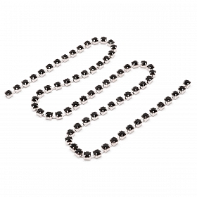 ЦС012СЦ3 Стразовые цепочки (серебро), цвет: черный, размер 3 мм, 30 см\упак