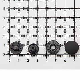 Кнопка Альфа 15мм шляпка пластик чер.резина + ответные части металл оксид (уп.~72шт) NEW STAR