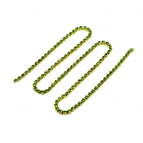 ЦС009ЗЦ2 Стразовые цепочки (золото), цвет: зеленый, размер 2 мм, 30 см/упак.