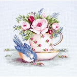 B2324 Набор для вышивания 'Птичка и чашка чая' 27,5*23,5см, Luca-S