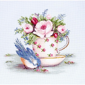 B2324 Набор для вышивания 'Птичка и чашка чая' 27,5*23,5см, Luca-S