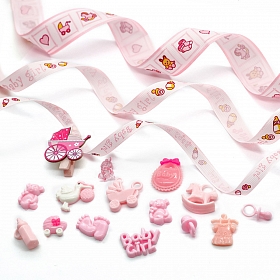 29505 Набор декоративных элементов 'Малыш-Toys' (16 элементов+ленты 3шт*1м) цв. розовый