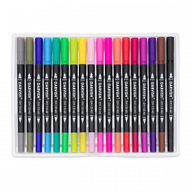 DV-13142-18 Набор маркеров для скетчинга двусторонние, 18 цветов, кисть+линер 0,4мм, Darvish