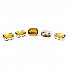 ПЦ002НН1014 Хрустальные стразы в цапах прямоугольные (серебро) желтый 10*14мм, 5шт/упак Astra&Craft