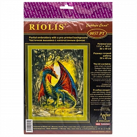 РТ-0057 Частичная вышивка Риолис 'Лесной дракон' 21*30см