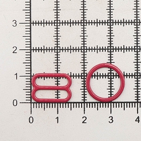 Кольца и регуляторы для бретелей бюстгальтера 12 мм, металл/эмаль, 20 шт/упак, цвет темно-красный