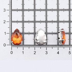 АЦ017НН1014 Хрустальные стразы в цапах формы 'капля', оранжевый 10х14, 5 шт