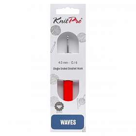 30909 Крючок для вязания с эргономичной ручкой Waves 4мм, алюминий, серебро/мандарин, KnitPro