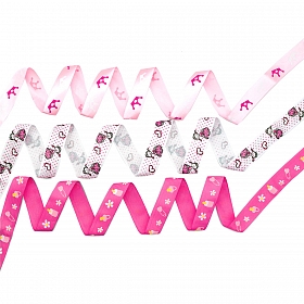 Набор декоративных лент с принтом (3 упак 15 мм по 3м), Розовое ассорти