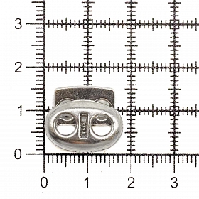 6961 Фиксатор для шнура плоский 15*18 мм, 2 отверстия d-4 мм, металл, никель BIG