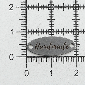 Бирка металлическая овальная 'Hand Made ' 20*8*1 мм, уп.4шт