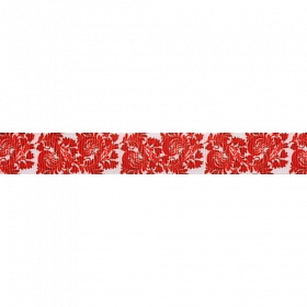 Лента репсовая 'Орнамент', цв. красный 15мм*20м